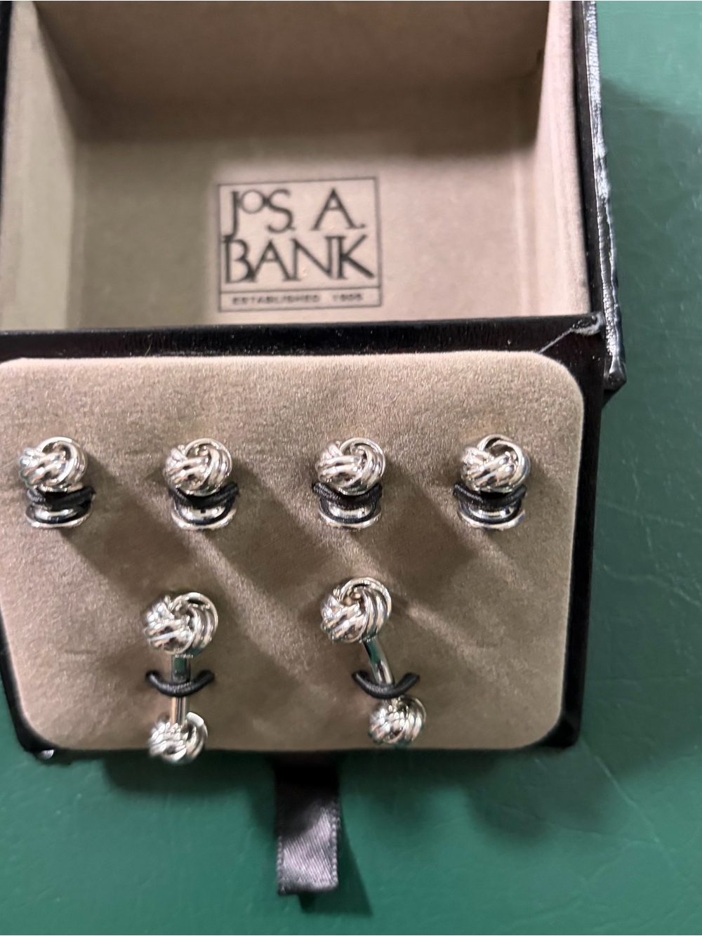 Jos. A. Bank Silver Knot Cufflink and Shirt Stud Set